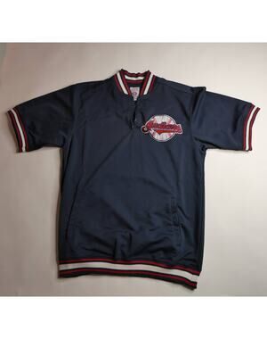 vintage 1990's Cleveland Indians 1/4 zip jacket jersey, True Fan, Large